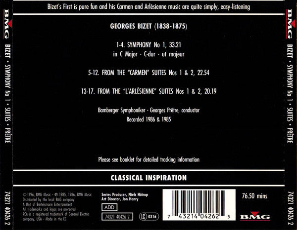 Georges Bizet : Symphony No 1 - Suites (CD, Album, RP)