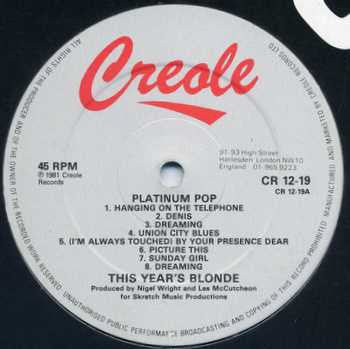 This Year's Blonde : Platinum Pop / We've Got It All (12", P/Mixed)