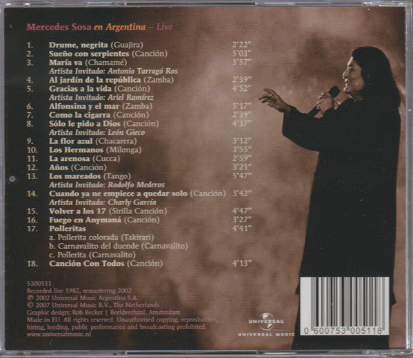 Mercedes Sosa : Mercedes Sosa En Argentina  (CD, Album, RE, RM)