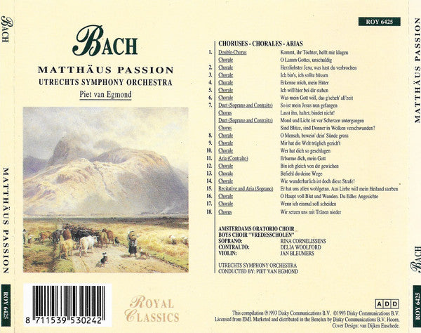 Johann Sebastian Bach - Utrechts Stedelijk Orkest, Piet van Egmond : Matthäus Passion (CD, Album)