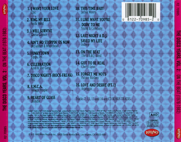 Various : The Disco Years (On The Beat) (1978-1982) Volume Two (CD, Comp, RM)