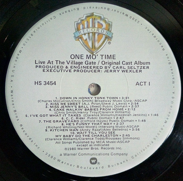 New Orleans Blue Serenaders : One Mo' Time (Original Cast Album) (LP, Album, Win)