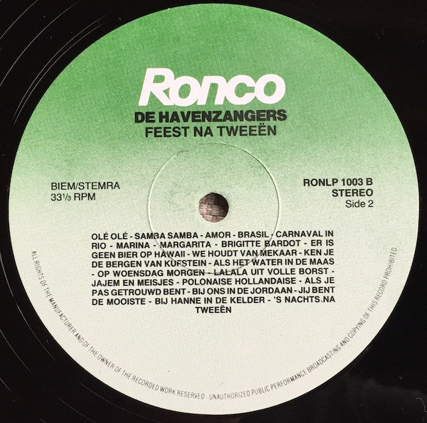 De Havenzangers : Feest Na Tweeën (LP, Album)