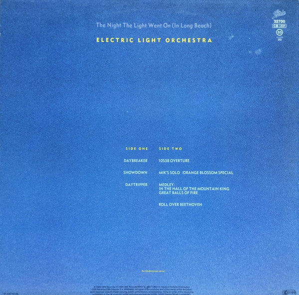 Electric Light Orchestra : The Night The Light Went On (In Long Beach) (LP, Album, RE)