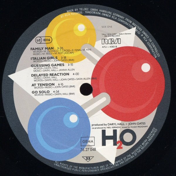 Daryl Hall & John Oates : H₂O (LP, Album)