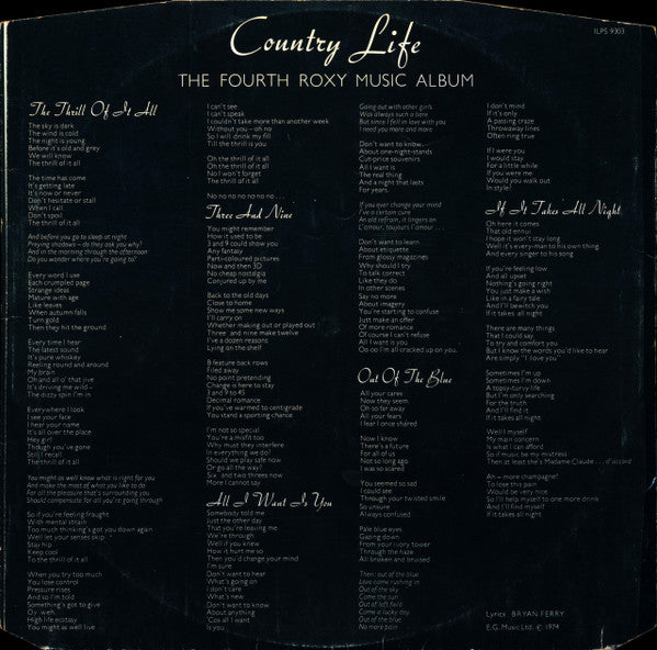 Roxy Music : Country Life (LP, Album)