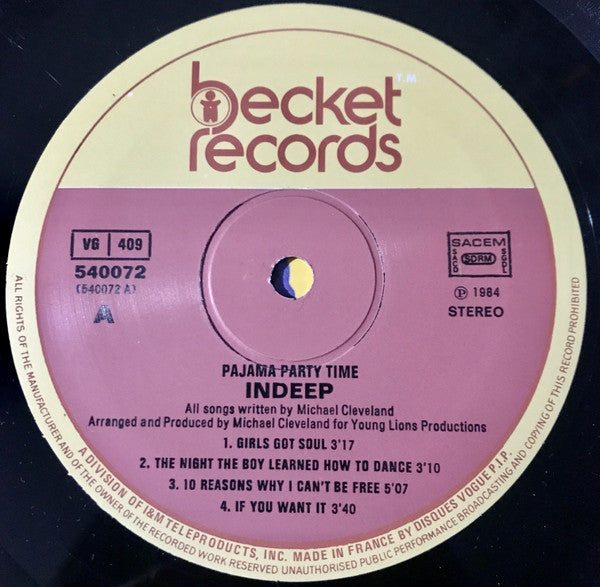 Indeep : Pajama Party Time (LP, Album)