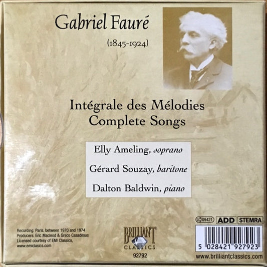 Gabriel Fauré / Elly Ameling, Gérard Souzay : Mélodies / Lieder (4xCD + Box)