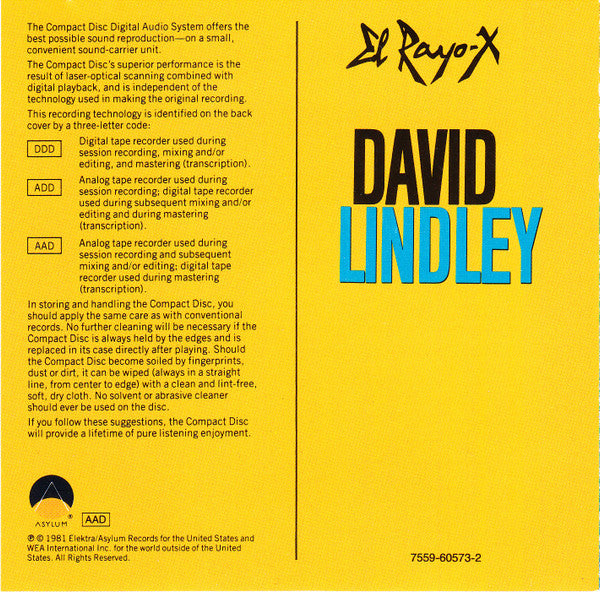 David Lindley : El Rayo-X (CD, Album)