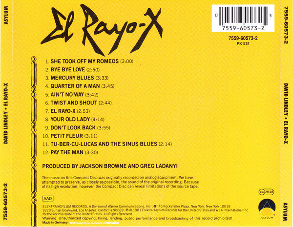 David Lindley : El Rayo-X (CD, Album)