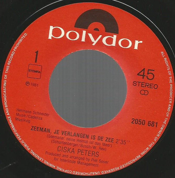 Ciska Peters : Zeeman  (7", Single)