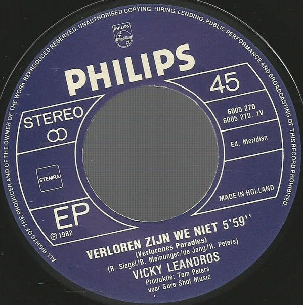 Vicky Leandros : Verloren Zijn We Niet (7", EP, Single)