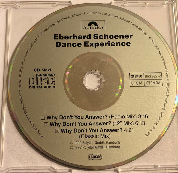 Eberhard Schoener Dance Experience : Why Don't You Answer? (CD, Maxi)