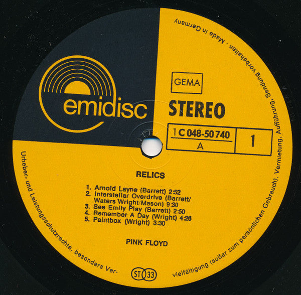 Pink Floyd : Relics (LP, Comp)