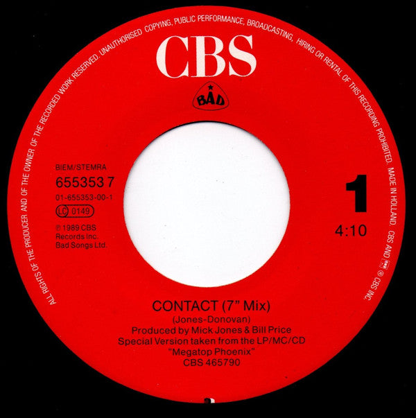 Big Audio Dynamite : Contact (7", Single)