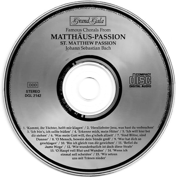 Johann Sebastian Bach : Famous Chorals From St. Matthew Passion (CD, Album, RE)