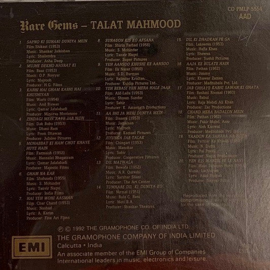 Talat Mahmood : Rare Gems (CD, Comp)