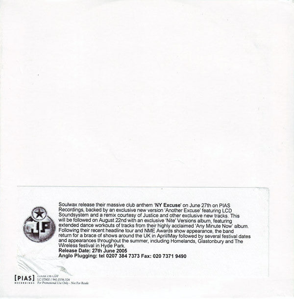 Soulwax : NY Excuse (CD, Single, Promo)