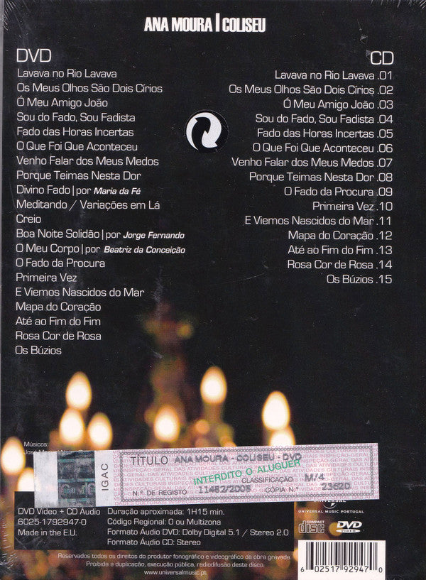 Ana Moura : Coliseu (DVD-V, PAL + CD, Album)