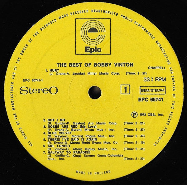 Bobby Vinton : The Best Of Bobby Vinton (LP, Comp)