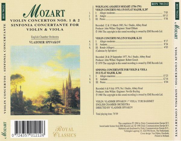 Wolfgang Amadeus Mozart - English Chamber Orchestra, Vladimir Spivakov : Violin Concertos Nos. 1 & 2 / Sinfonia Concertante For Violin & Viola (CD)