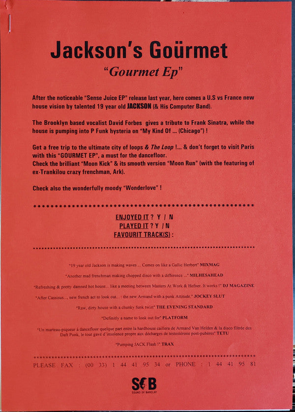 Jackson : Gourmet E.P (12", EP, Maxi)
