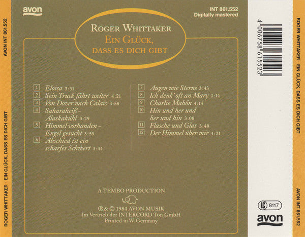 Roger Whittaker : Ein Glück, Daß Es Dich Gibt (CD, Album)