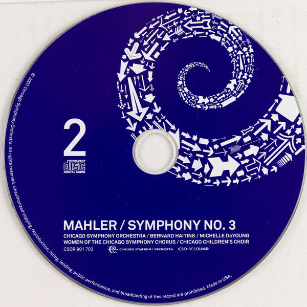 Gustav Mahler, Chicago Symphony Orchestra, Bernard Haitink, Michelle DeYoung : Symphony No. 3 (2xCD, Album)