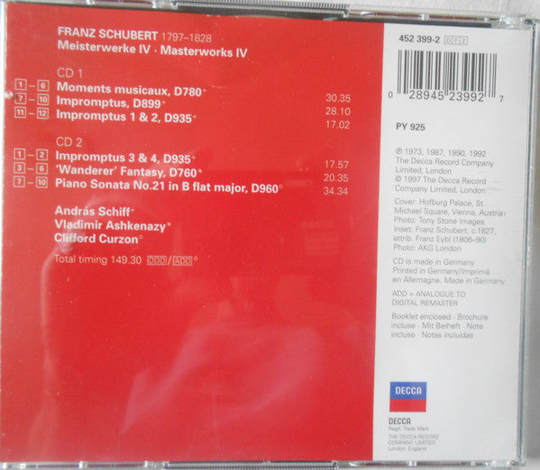 Franz Schubert : Schubert: Moments Musicaux. Impromptus (2xCD, Comp)