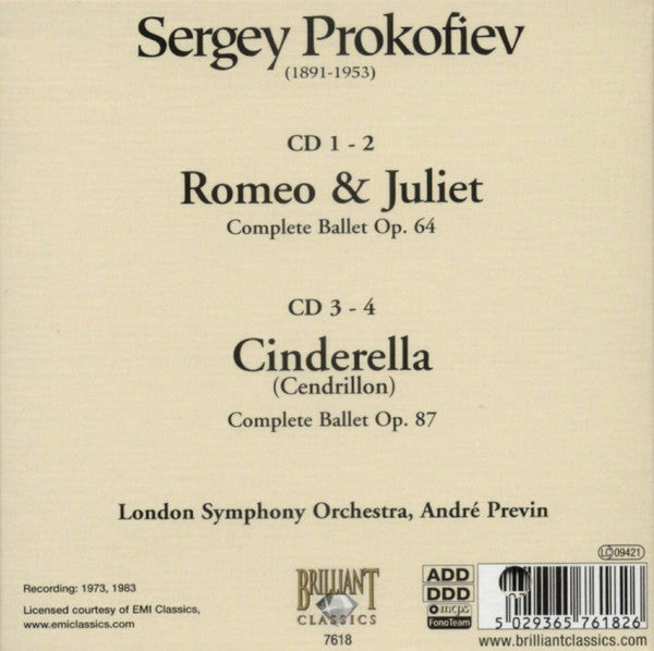 Sergei Prokofiev : Romeo & Juliet - Cinderella (Complete Ballets) (4xCD, Comp + Box)