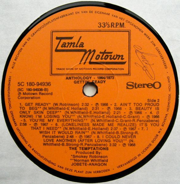 The Temptations : Anthology 1964-1973 (2xLP, Comp)