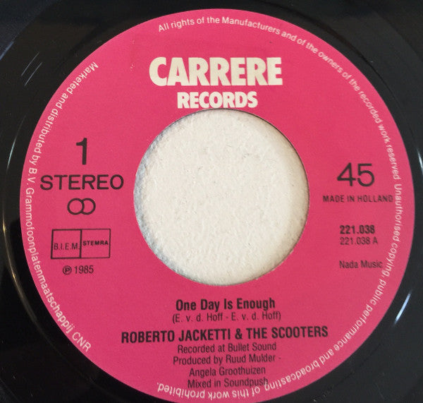 Roberto Jacketti & The Scooters : One Day's Enough (7", Single)