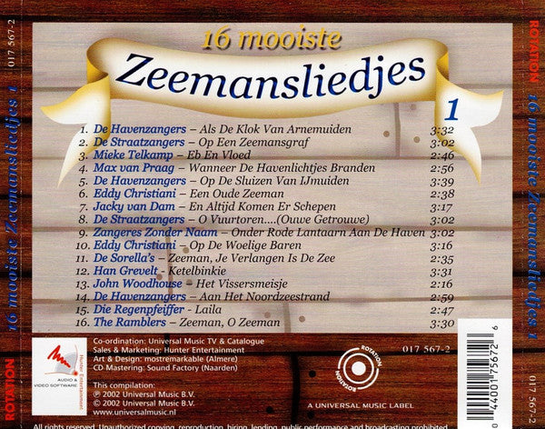 Various : 16 Mooiste Zeemansliedjes 1 (CD, Comp)
