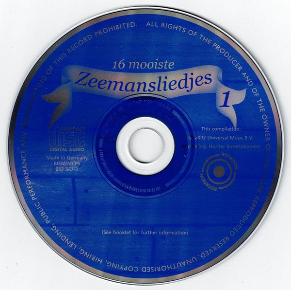 Various : 16 Mooiste Zeemansliedjes 1 (CD, Comp)