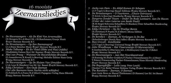 Various : 16 Mooiste Zeemansliedjes 1 (CD, Comp)