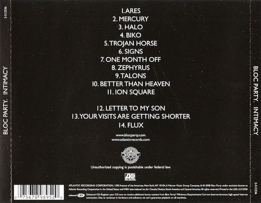 Bloc Party : Intimacy (CD, Album, Enh)