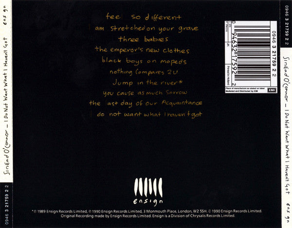 Sinéad O'Connor : I Do Not Want What I Haven't Got (CD, Album, RP)