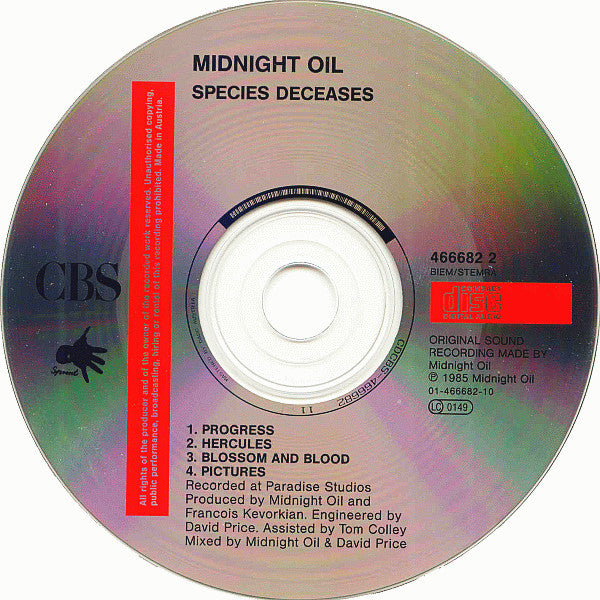 Midnight Oil : Species Deceases (CD, EP)