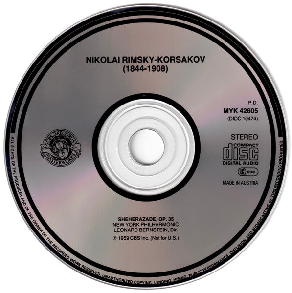 Nikolai Rimsky-Korsakov, New York Philharmonic, Leonard Bernstein : Scheherazade (CD, Album, RE)