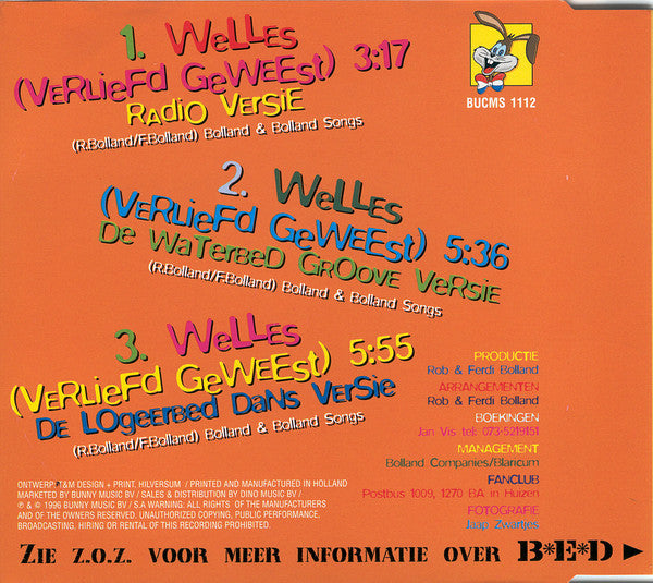 B.E.D. (2) : Welles (Verliefd Geweest) (CD, Maxi)