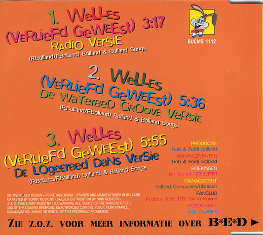 B.E.D. (2) : Welles (Verliefd Geweest) (CD, Maxi)