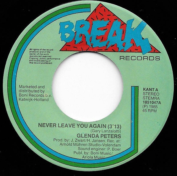 Glenda Peters : Never Leave You Again (7", Single)