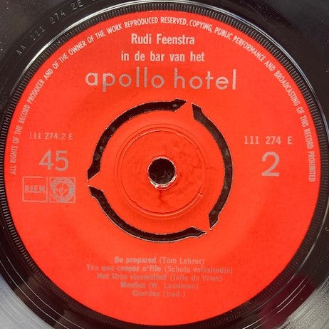 Rudi Feenstra (2) : Een Avond Met Rudi Feenstra In De Bar Van Het Apollo Hotel Amsterdam (7", EP)