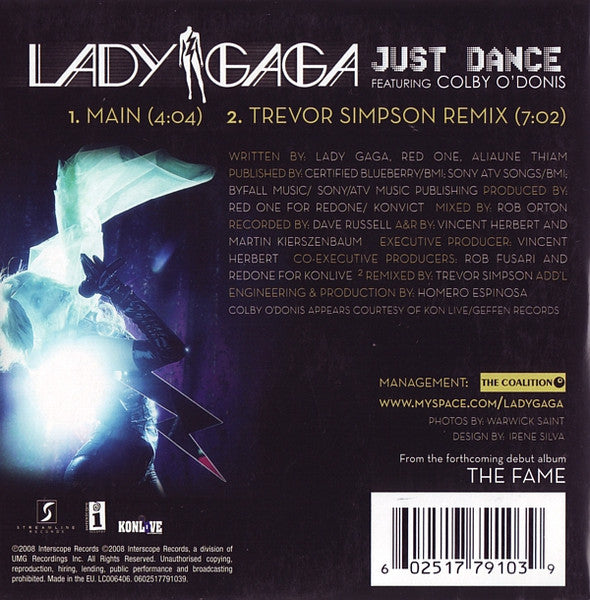 Lady Gaga Featuring Colby O'Donis : Just Dance (CD, Single, Car)