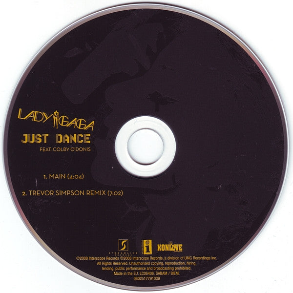 Lady Gaga Featuring Colby O'Donis : Just Dance (CD, Single, Car)