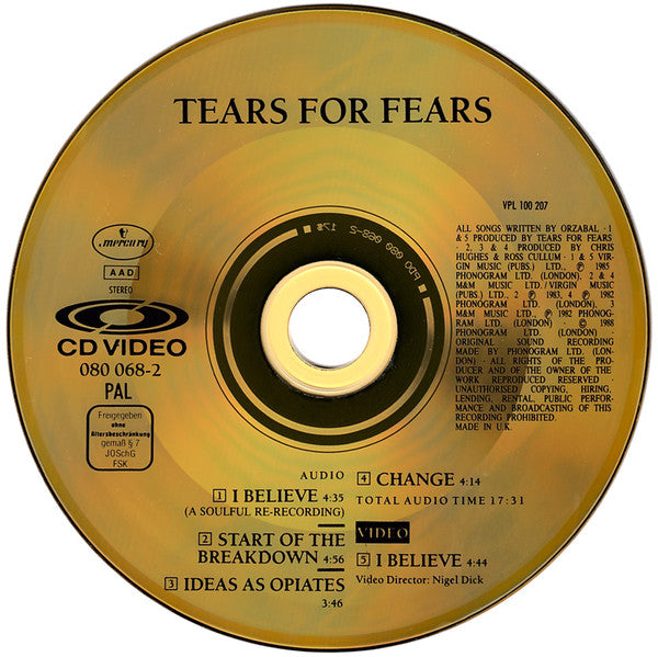 Tears For Fears : I Believe (A Soulful Re-recording) (CDV, 5", Single, PAL)