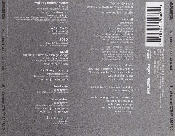 Patti Smith : Peace And Noise (CD, Album, RE)