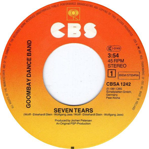 Goombay Dance Band : Seven Tears (7", Single)