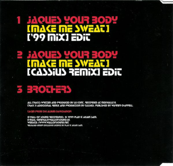 Les Rythmes Digitales : Jacques Your Body (Make Me Sweat) ('99 Mix) (CD, Single, RE)