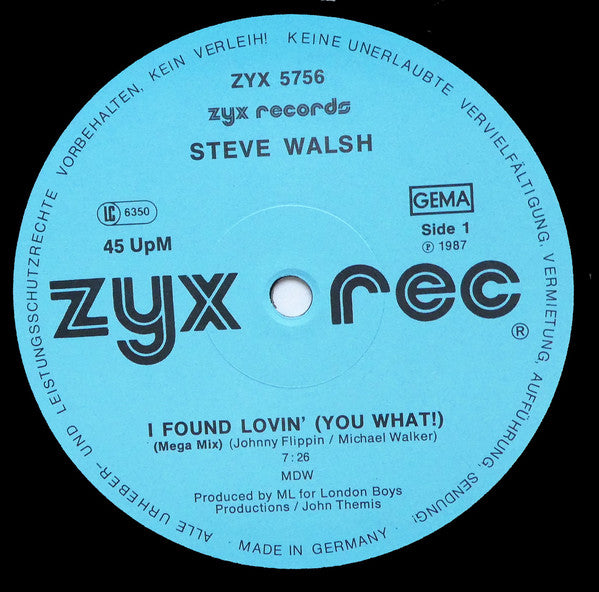 Steve Walsh (2) : I Found Lovin' (12", Single)